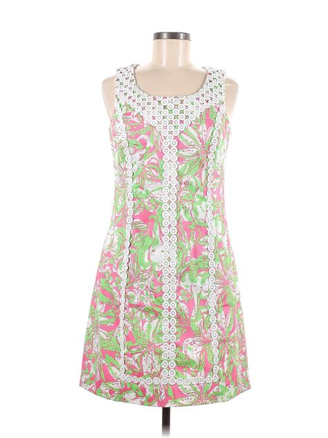 Lilly Pulitzer 100 Cotton Multi Color Green Casual Dress Size 8 67