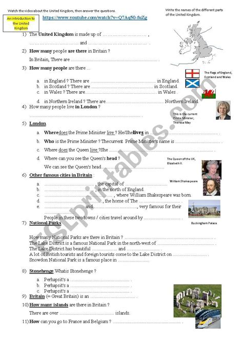 An Introduction To The United Kingdom Esl Worksheet By Gweltaz