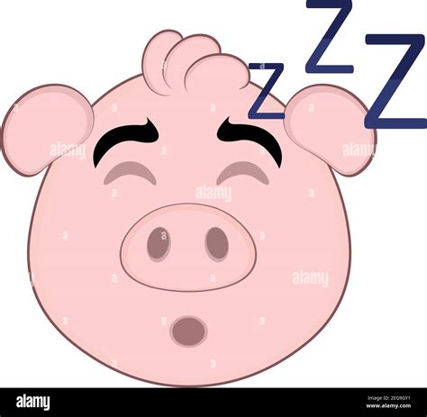 Vector Emoticon Illustration Cartoon Of A Pigs Head With Tired