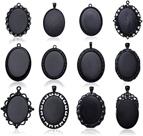 Amazon Aylifu 12pcs Black Oval Blank Bezel Pendant Trays Base