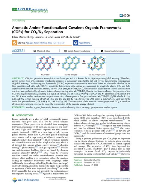 Pdf Aromatic Amine Functionalized Covalent Organic Frameworks Cofs