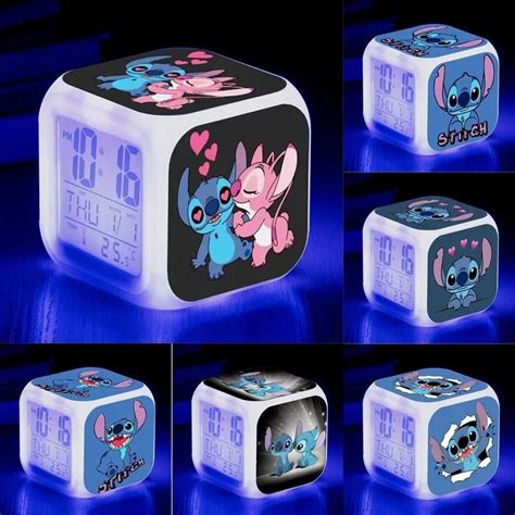 MINISO Stitch Disney LED Color Reloj Despertador Cambio De Luz Digital