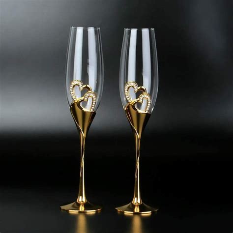 Lanlong Wedding Champagne Goblets Toasting Flute Glasses For Bride And Groom Creative Deluxe