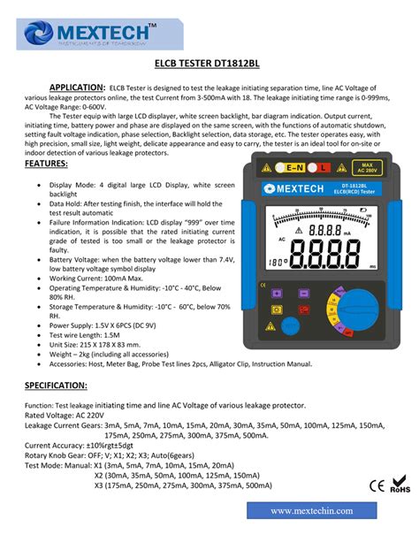 ELCB Tester MEXTECH ELCB TESTER DT 1812 BL Wholesale Trader From Mumbai