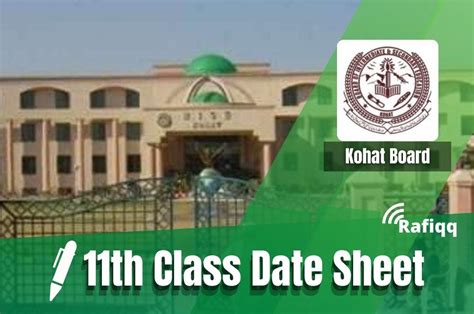 Bise Kohat Board 11th Class 1st Year Date Sheet 2022