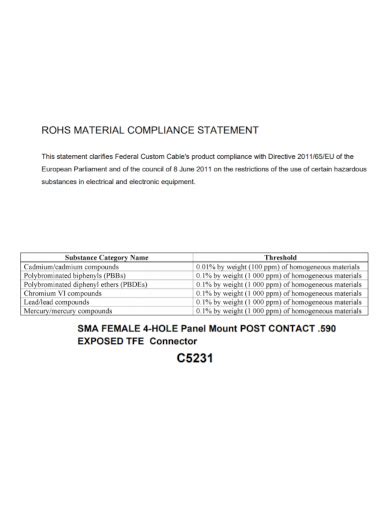 Reach Rohs Compliance Declaration Pdf Eilisammeera