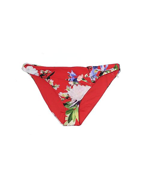 Tini Bikini Floral Red Orange Swimsuit Bottoms Size L 66 Off ThredUP