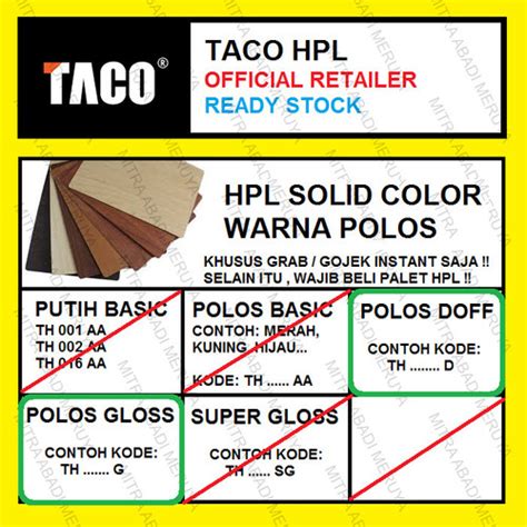 Jual Taco Hpl Warna Polos Solid Color Kode G D Kota Tangerang