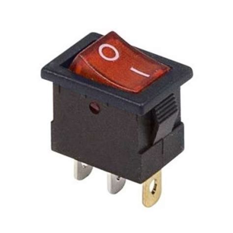 Выключатель клавишный 12V 15А (3с) ON-OFF красный с подсветкой Mini ...
