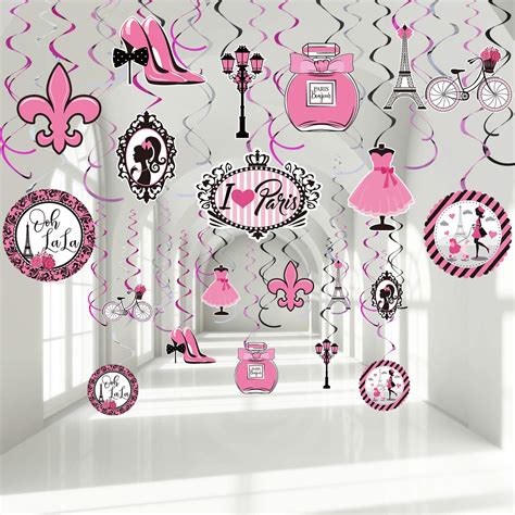 Buy Pieces Paris Party Decorations Pink Paris Party Hanging Swirl