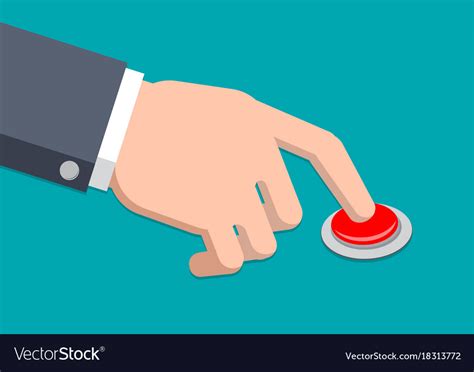 A hand in suit press button Royalty Free Vector Image