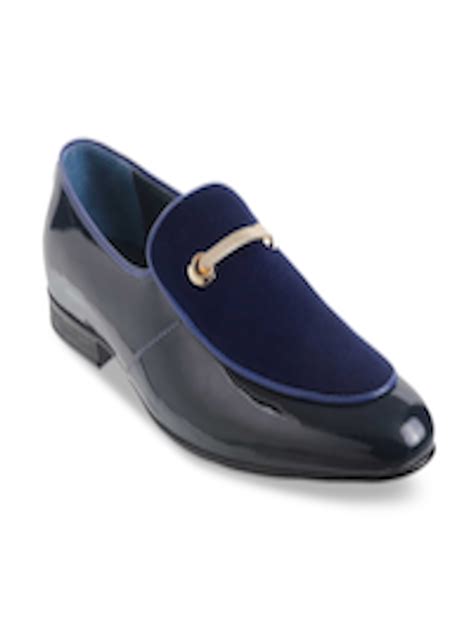 Buy Mochi Men Blue Solid Leather Formal Slip Ons Formal Shoes For Men 12678054 Myntra