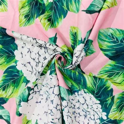 Pink White Floral Print Cotton Satin Fabric At Rs 230 00 Udyog