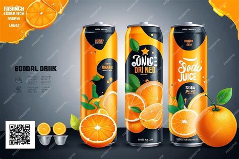 Premium Photo Orange Juice Label Design Soft Drink Bottle Label