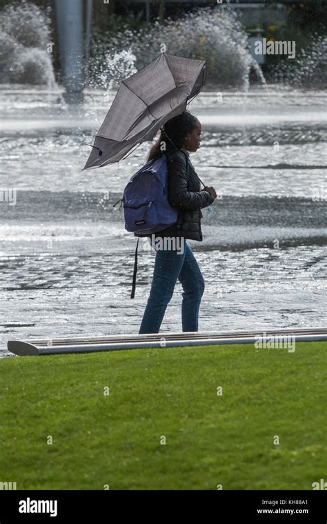 Girl Walking In The Wind