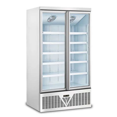 Supermarket Commercial Double Door Cold Drink Freezer Beer Cooler Glass