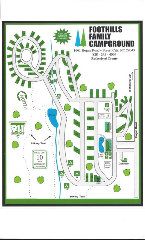 Site map | Foothills Family Campground