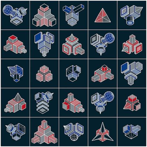 Coleção de formas geométricas dimensionais diferentes abstratas de