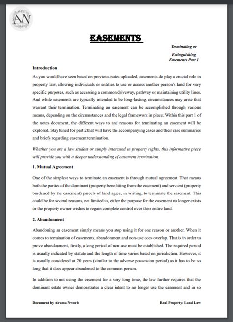 Real Property Law Easement Termination 6 Pages Shop Handwritten