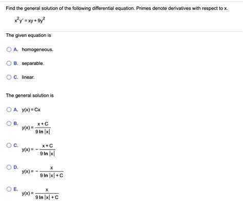 Solved Find The General Solution Of The Following