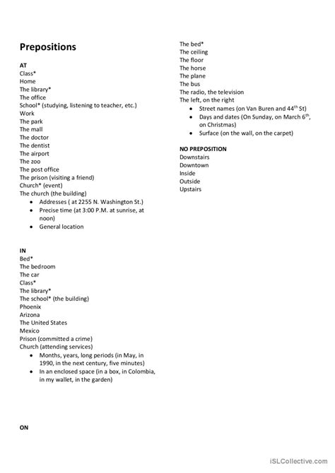 Prepositions Of Place English Esl Worksheets Pdf And Doc