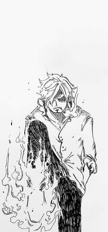 Sanji One Piece Smoking Black And White Hd Wallpaper