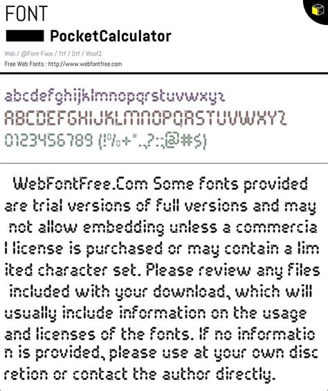 Pocket Calculator Fonts Downloads Webfontfreecom