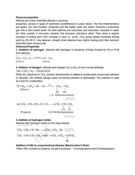 SOLUTION: Properties of alkenes - Studypool