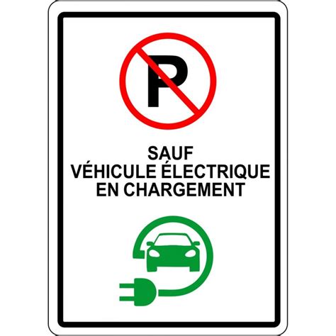 Affiche de stationnement sauf véhicule électrique en chargement