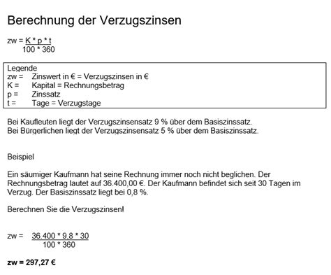 Leistungsst Rungen V Berechnung Der Verzugszinsen