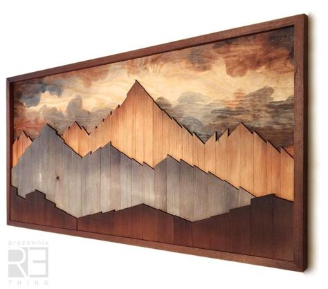 Wood Mountains Wall Art D Wood Mosaic Wood Mountain Wall Decor