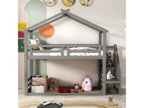 Lit d enfant 90 200cm lit superposé inférieur avec escalier de