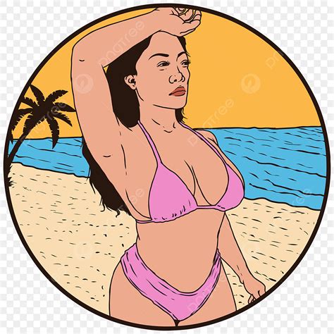 Bikini Beach Clipart PNG Images Pink Bikini Girl Walking On The Beach