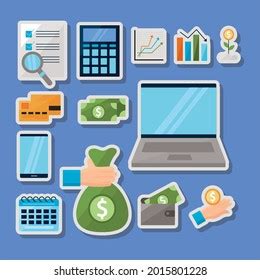 Financial Business Icon Set Stock Vector Royalty Free 216441598