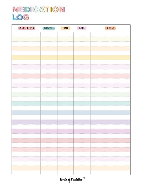 Medication Log Printable