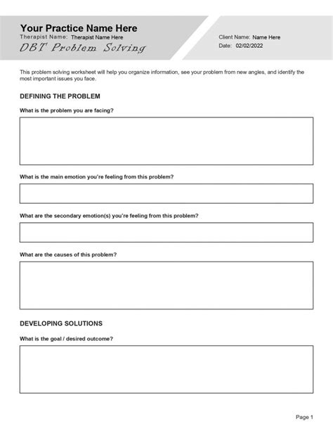 Problem Solving Worksheets