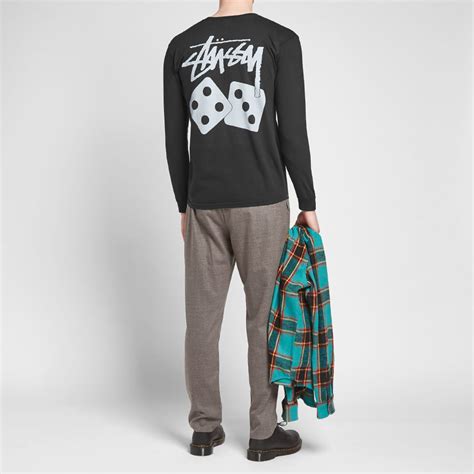 Stussy Long Sleeve Dice Pigment Dyed Tee Black END NL