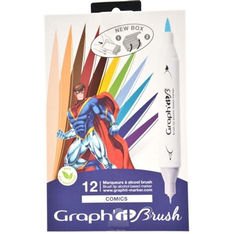 12 Feutres à alcool Graph it brush extra fine Comics Horizon creatif