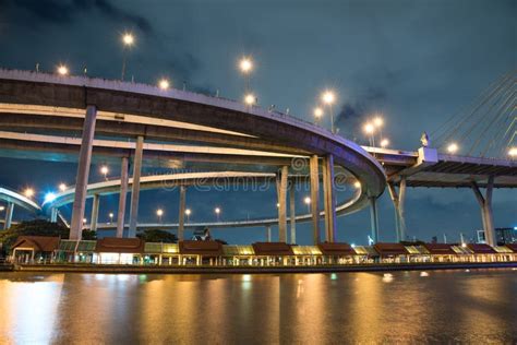 The Bhumibol Bridge stock image. Image of bhumibol, landmark - 100276715