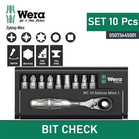 Promo Obeng Bit Ratchet Set Wera 05073645001 Bit Check 10 Zyklop Mini 1