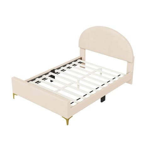 Upholstered Platform Bed With Classic Semi Circle Shaped Headboard And