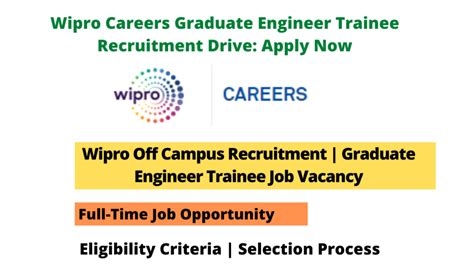 Wipro Careers Graduate Engineer Trainee Recruitment Drive Apply Now