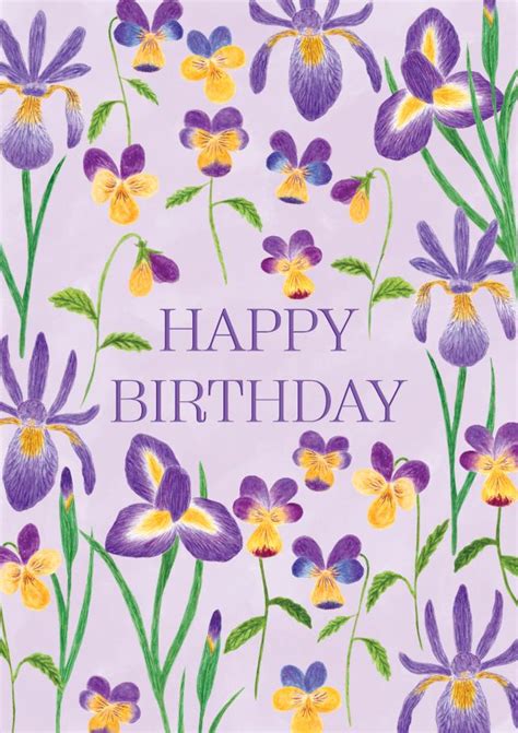 Purple Flowers Birthday Card Best Flower Site