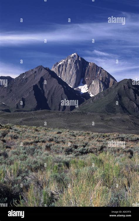 Mount Morrison and the Sherwin Range rise above sagebrush in the Eastern Sierra Nevada, Inyo ...