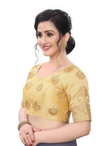 Phantom Silk Golden Designer Readymade Blouse Size 38 To 40 At Rs 329