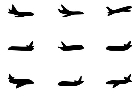 Simple Plane Silhouette Icon Set 49102155 Vector Art At Vecteezy