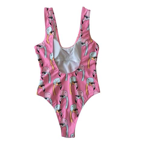 Customize Fashion One Piece Padding Pink Flamingo Swimsuit China