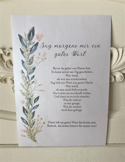 Poster Sag Morgens Mir Ein Gutes Wort Etsy Wort Verse Book Cover