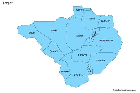 Yozgat için Örnek Haritalar mavi