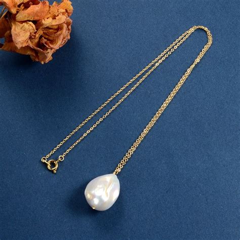 Single Baroque Freshwater Cultured Pearl Chain Necklace 18 Inches Classic Pearl Necklace